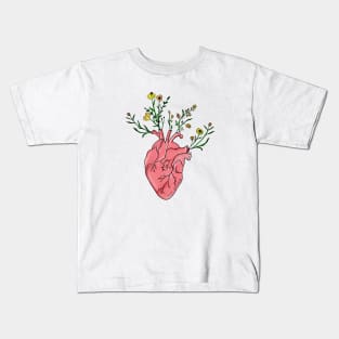 Love Yourself human heart with flowers Kids T-Shirt